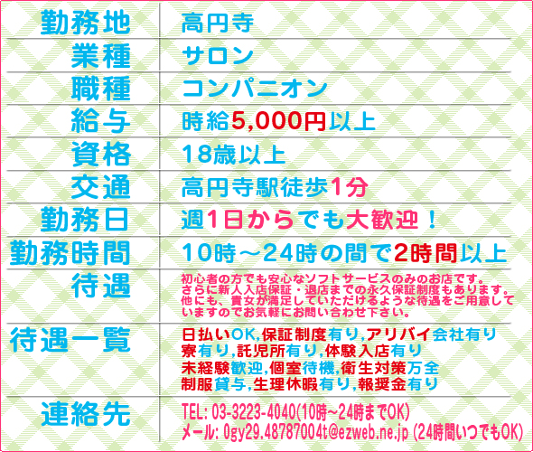 高円寺ハッスルハッスルの求人、リクルート情報